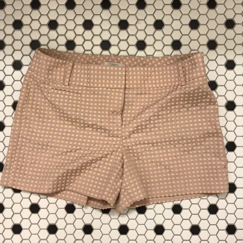 Loft Pink and Tan Polka Dot Shorts